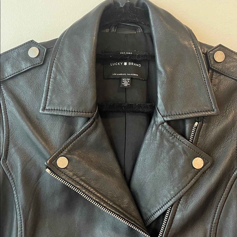 Lucky Brand Classic Lamb Leather Moto Jacket EUC - Picture 5 of 10